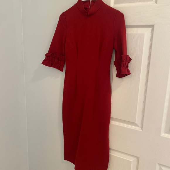 ZIYI RED 3/4 SLEEVE DRESS WITH TAGS SIZE WOMENS S - Picture 1 of 2